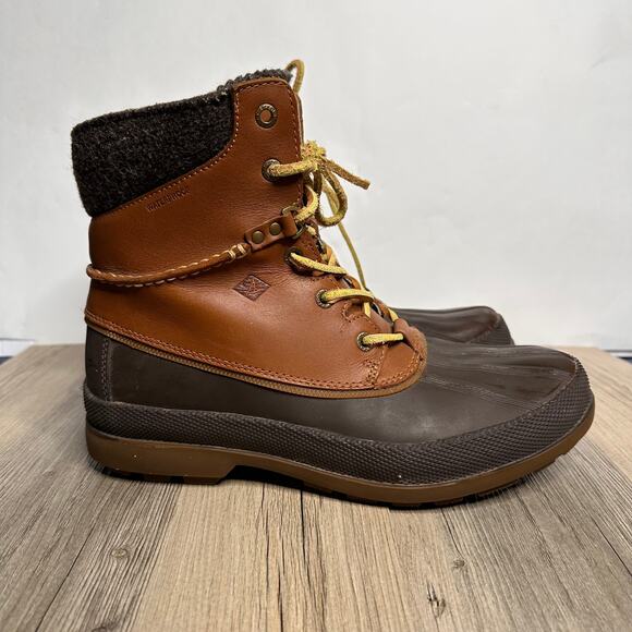 Sperry Men's Cold Bay Duck Boots Tan Leather Waterproof Insulated Vibram Sole 8 - Picture 1 of 11